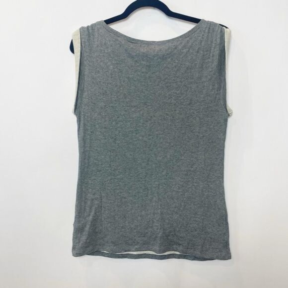 Gap Sleeveless Tank Sweatshirt Embellished Sequin Shoulders Medium Gray Holiday - Picture 3 of 10